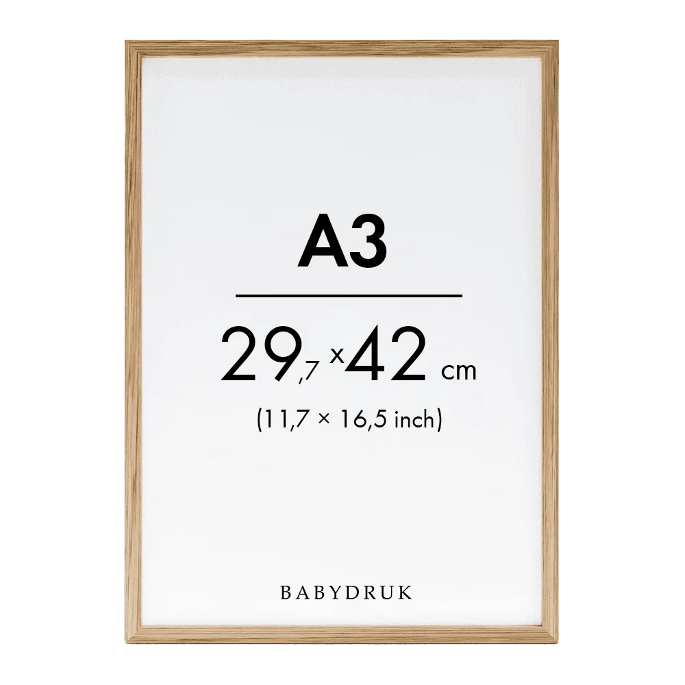 Birth poster frame oak a3