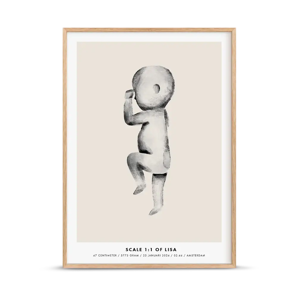 Birth poster aquarel beige