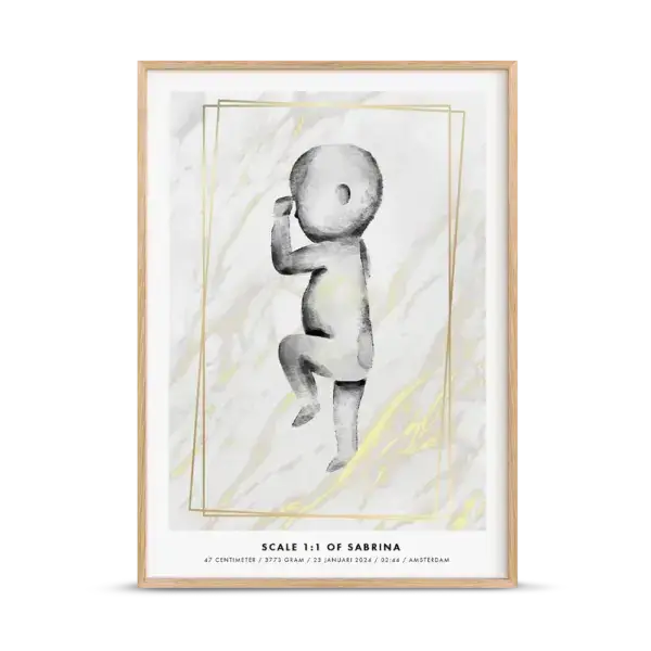 Birth poster aquarel goldmarble