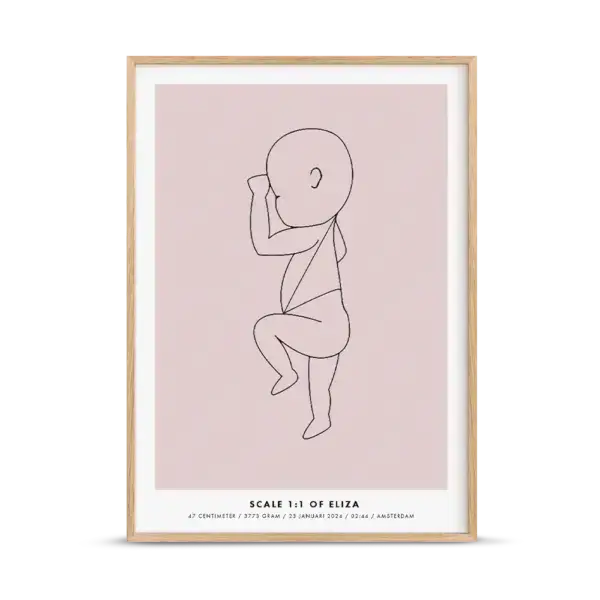 Birth poster line-pink