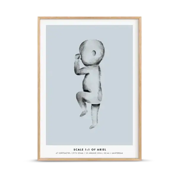 Birth poster aquarel blue