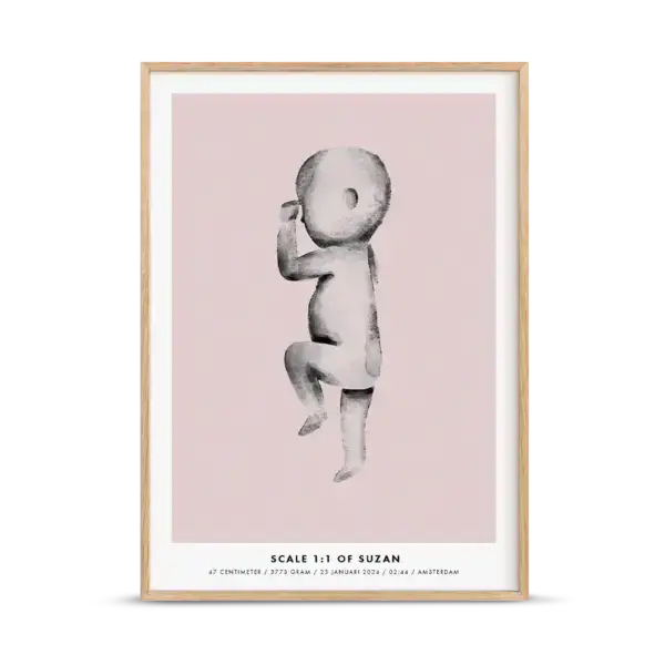 Birth poster aquarel pink