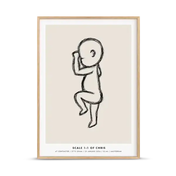 Birth poster beige