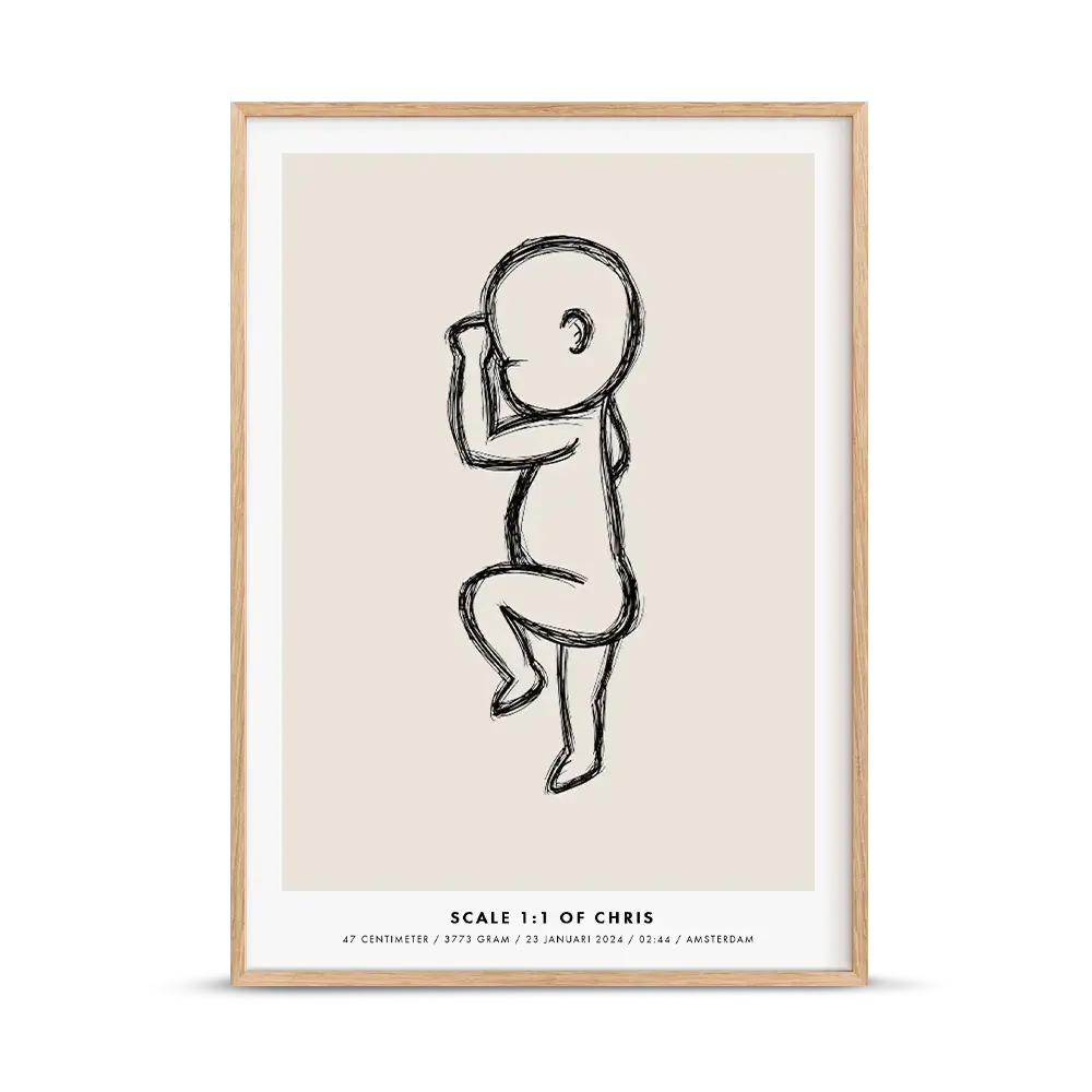 Birth poster beige