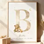 Little Letters – Letter B - Geboorteposter Letter - Birth Poster - Beige Washed Wall